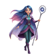 Jeune femme céleste style dessin animé 3D